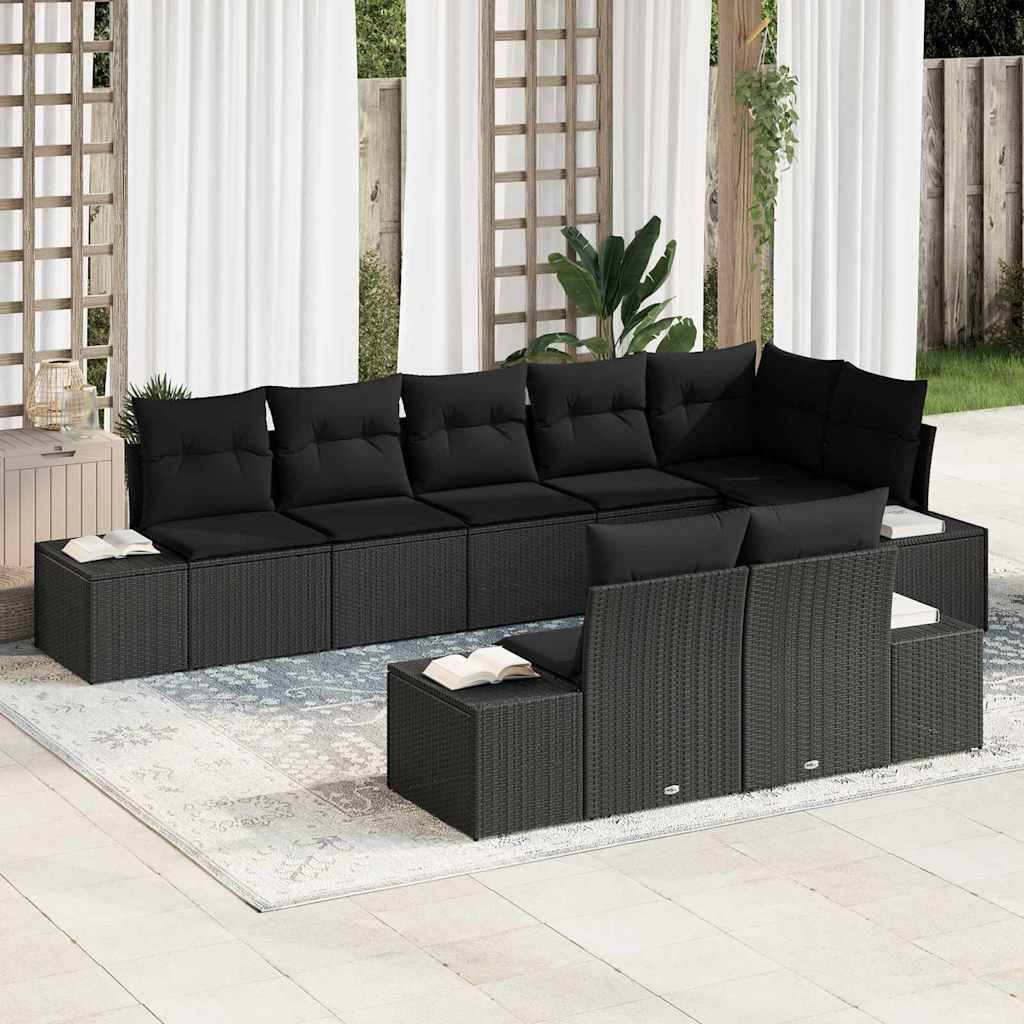 ComfortXL - Ensemble salon de jardin 8 places modulable polyrotin durable avec pieds réglables Noir – ComfortXL Outdoor Living - Image 1