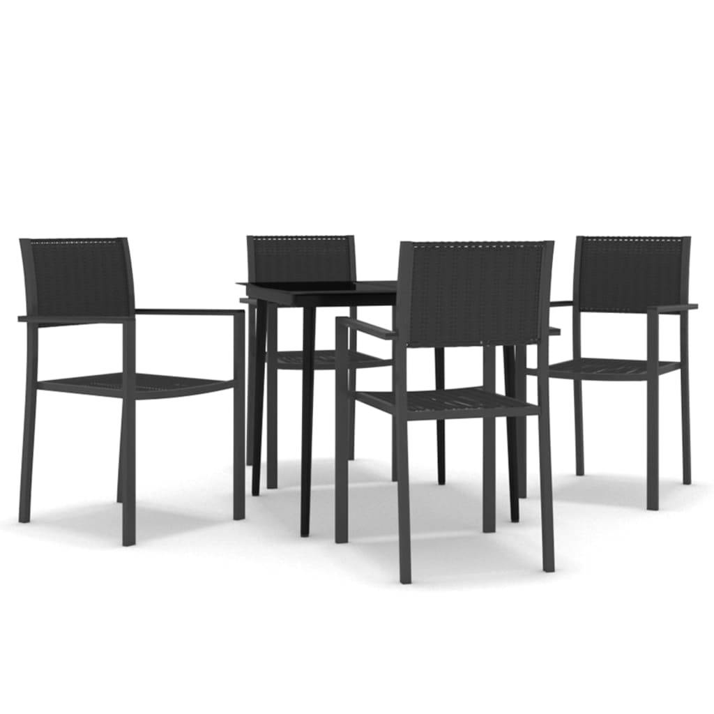 Salon de Jardin 4 Personnes Table Carrée Verre et Chaises Aspect Rotin Tressé Noir – ComfortXL Outdoor Living - Image 2