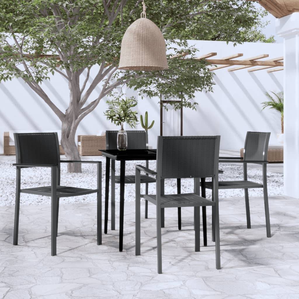 Salon de Jardin 4 Personnes Table Carrée Verre et Chaises Aspect Rotin Tressé Noir – ComfortXL Outdoor Living - Image 1