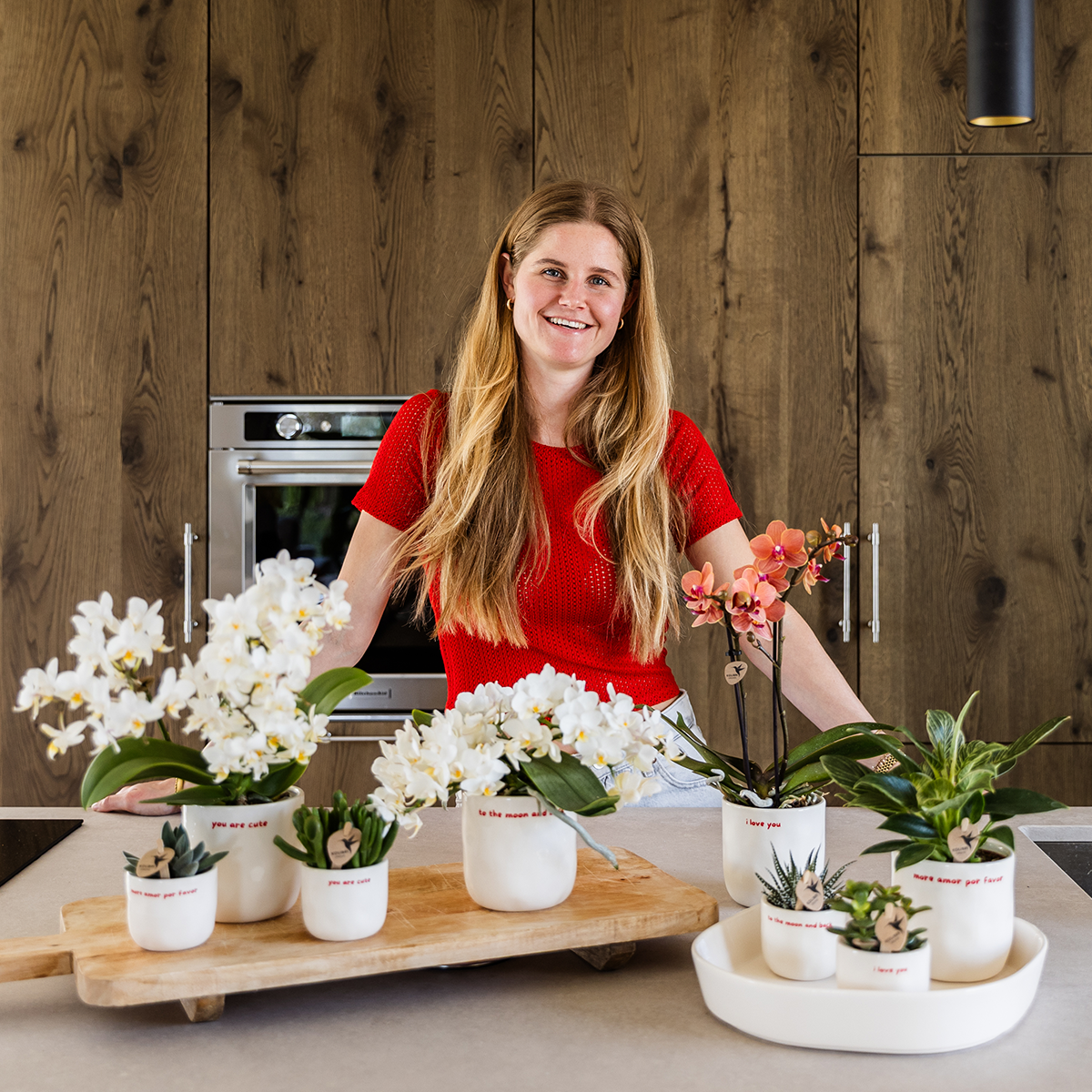 Orchidée Phalaenopsis 'Congo' rouge - Coffret cadeau avec plante verte et cache-pots décoratifs - Plantes d'intérieur - Image 6