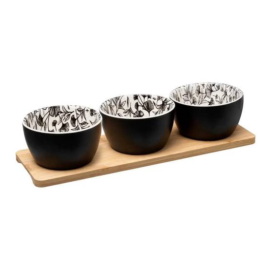 Set Apéritif 4 Pièces "White Floral" 31cm Noir - Image 1