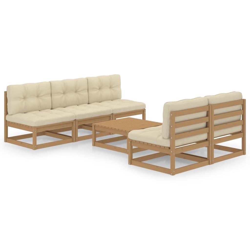 Helloshop26 - Salon de jardin meuble d'extérieur ensemble de mobilier 6 pièces avec coussins bois de pin massif - Image 1