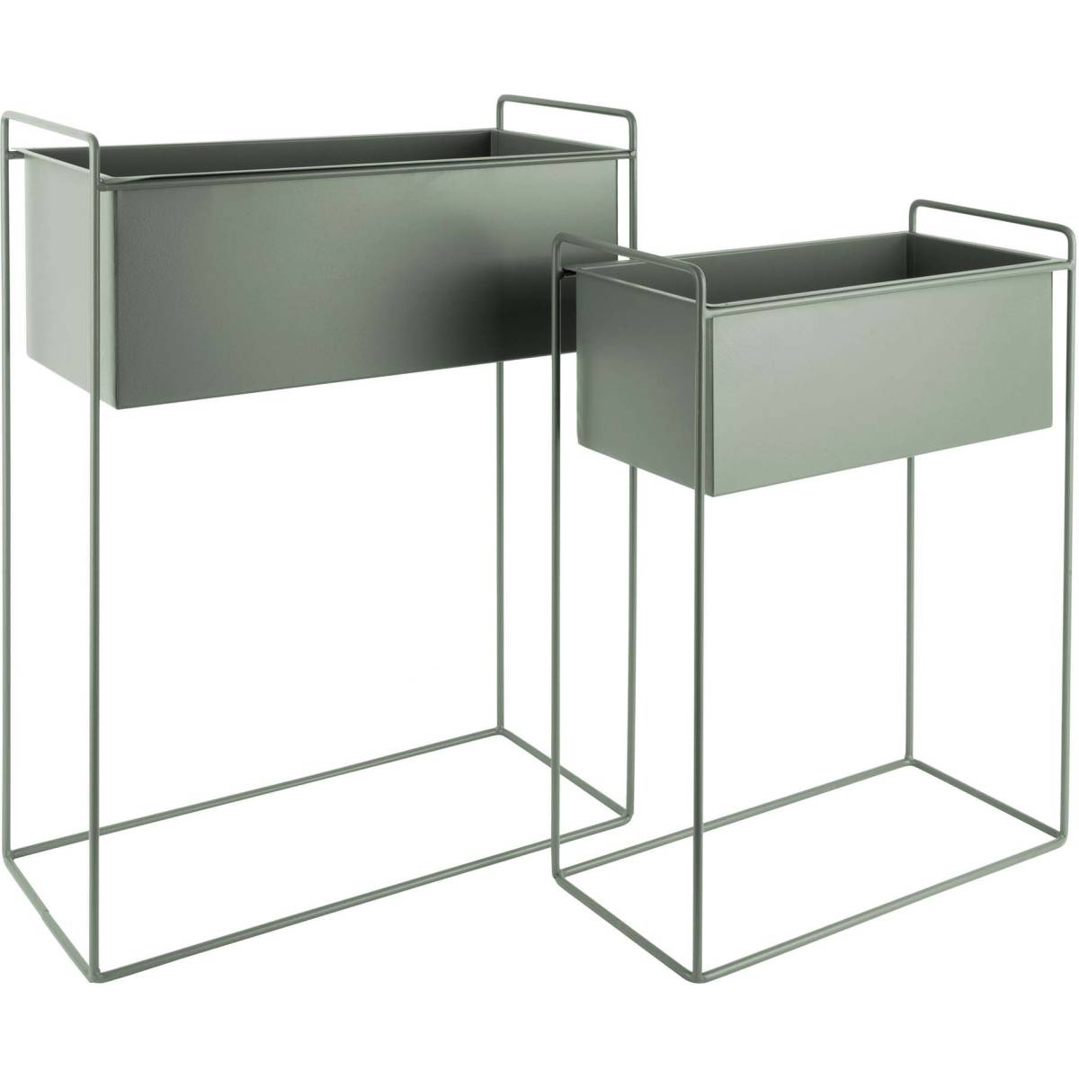 Pt Living - Set de 2 supports à plantes rectangulaires en métal Essence Vert - Image 1
