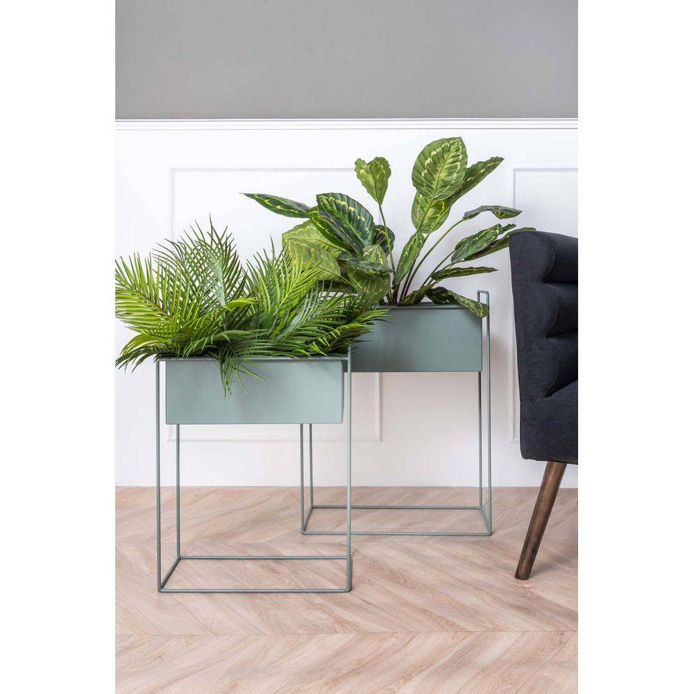 Pt Living - Set de 2 supports à plantes rectangulaires en métal Essence Vert - Image 4