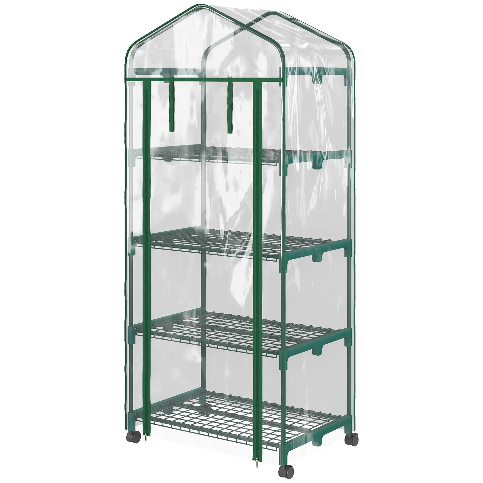 Serre de Balcon Transparente avec 4 Étagères, 69 x 50 x 165 cm, Châssis en Acier, Bâche Renforcée, pour Culture de Plantes, Fleurs et Légumes - Image 2