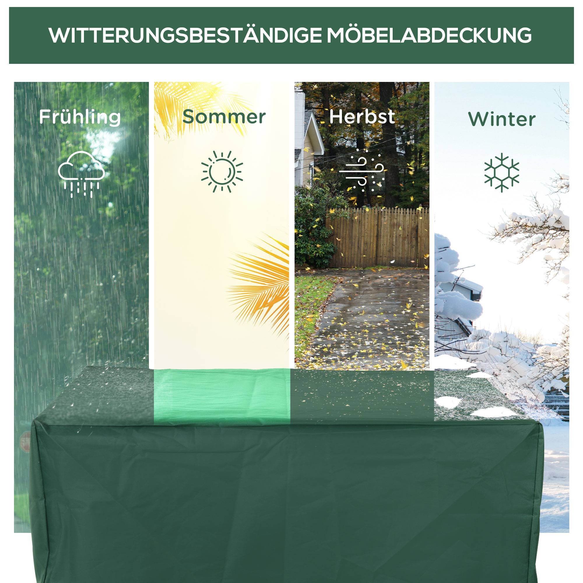 ComfortXL - Housse mobilier de jardin Oxford 600D verte 135 x 135 x 75 cm protection pluie neige UV avec cordon solide - Image 5