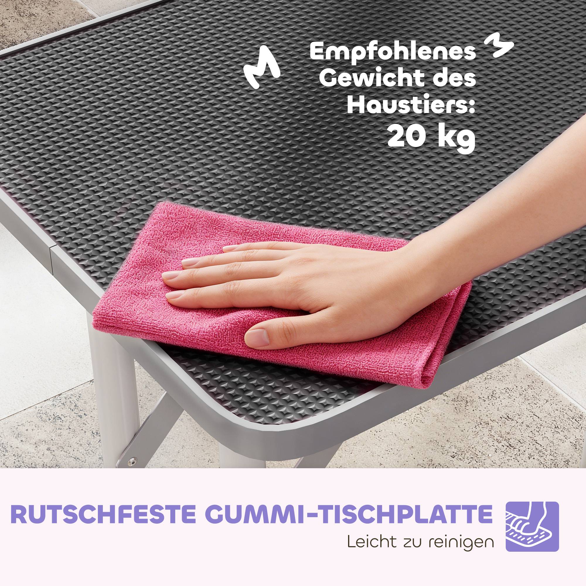Sans Marque - Table de toilettage pliable avec licol, pieds acier, plateau antidérapant, 81x48,5x80 cm, Noir - Image 8