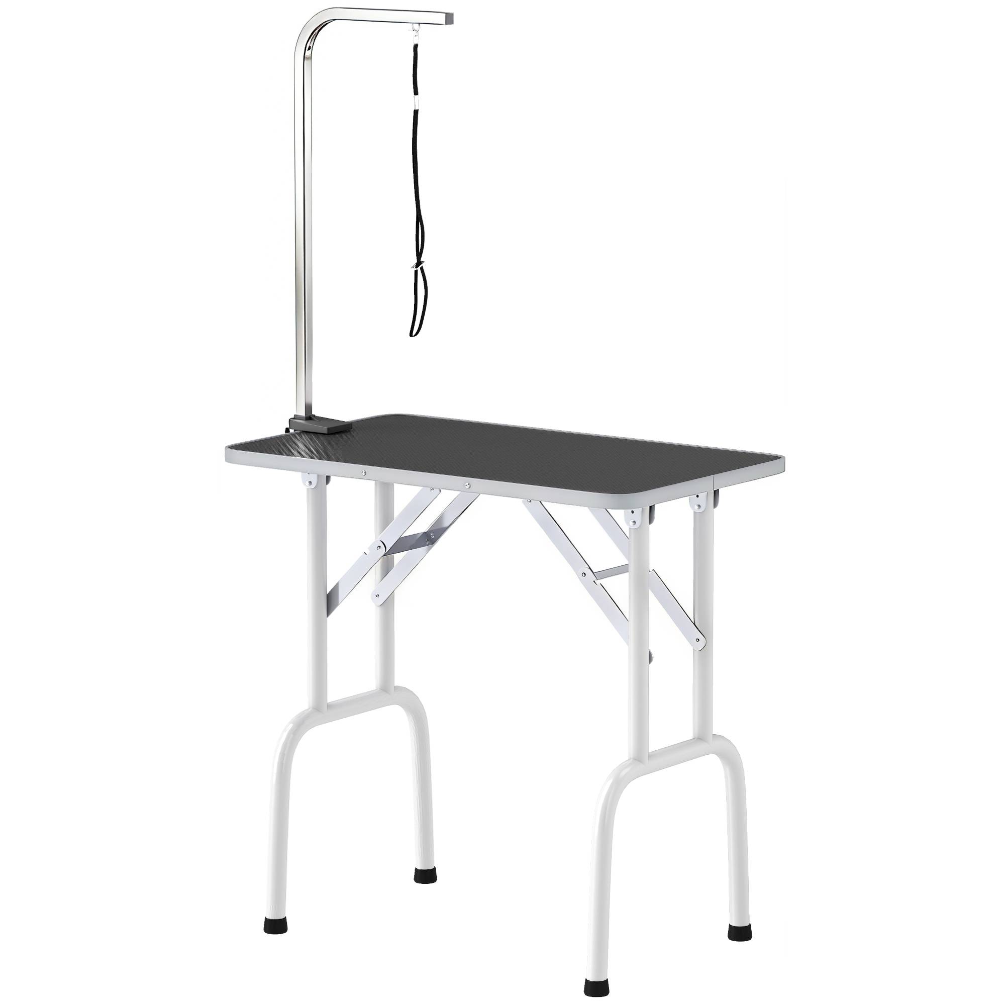 Sans Marque - Table de toilettage pliable avec licol, pieds acier, plateau antidérapant, 81x48,5x80 cm, Noir - Image 2