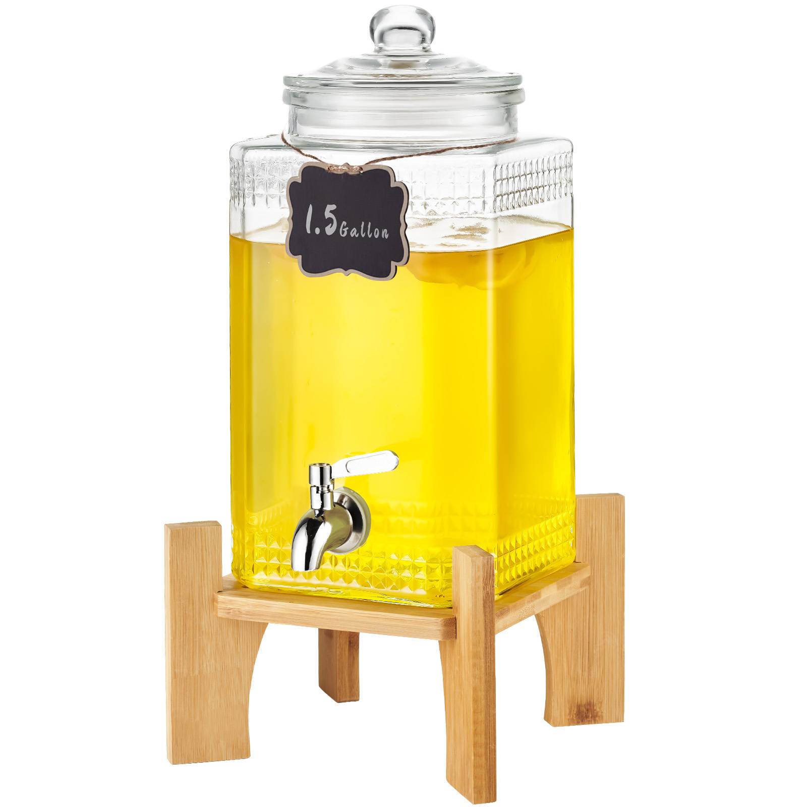 VEVOR Distributeur boissons 5,5 L, verre alimentaire, robinet inox. Pour jus, limonade, thé glacé, restaurant. - Image 1