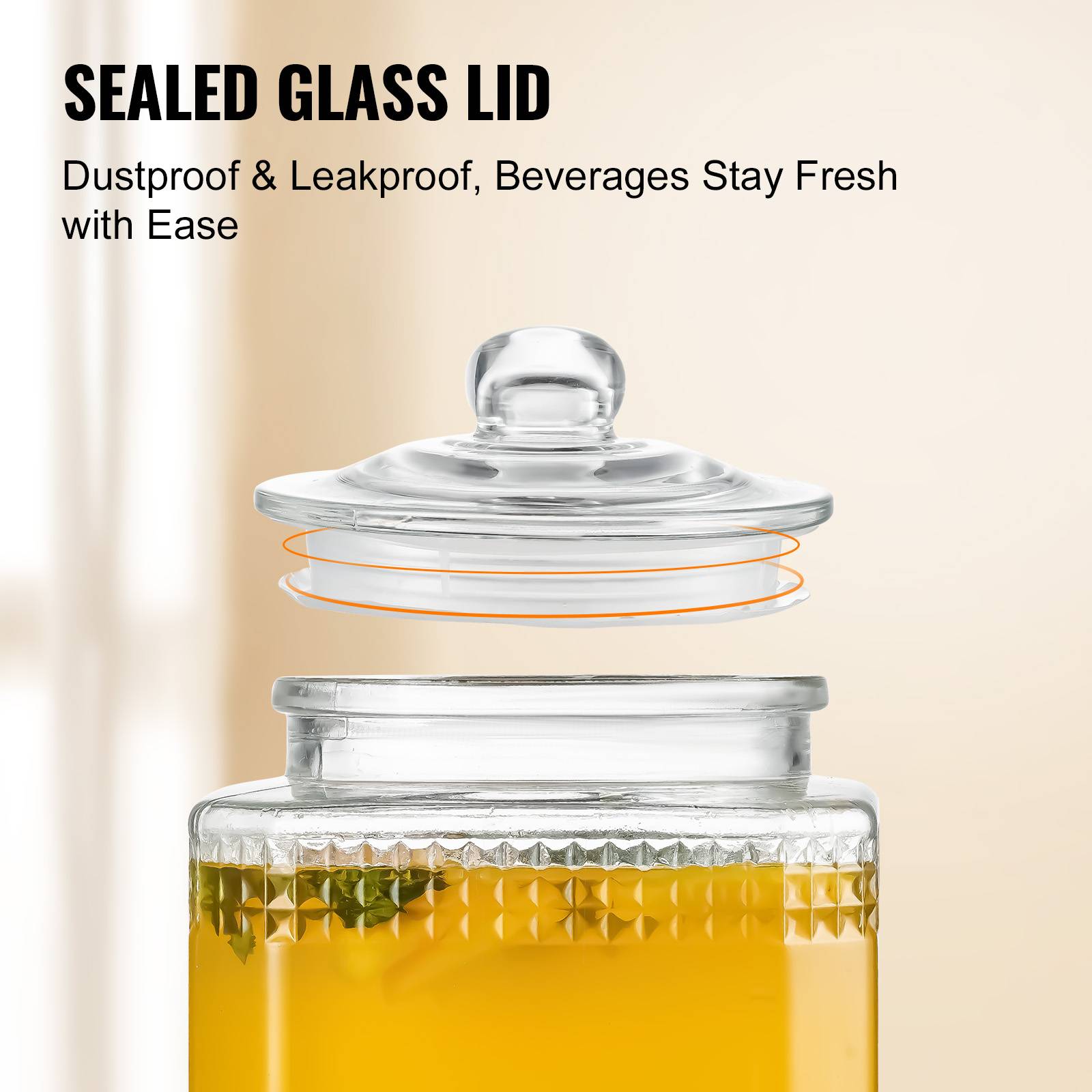 VEVOR Distributeur boissons 5,5 L, verre alimentaire, robinet inox. Pour jus, limonade, thé glacé, restaurant. - Image 5