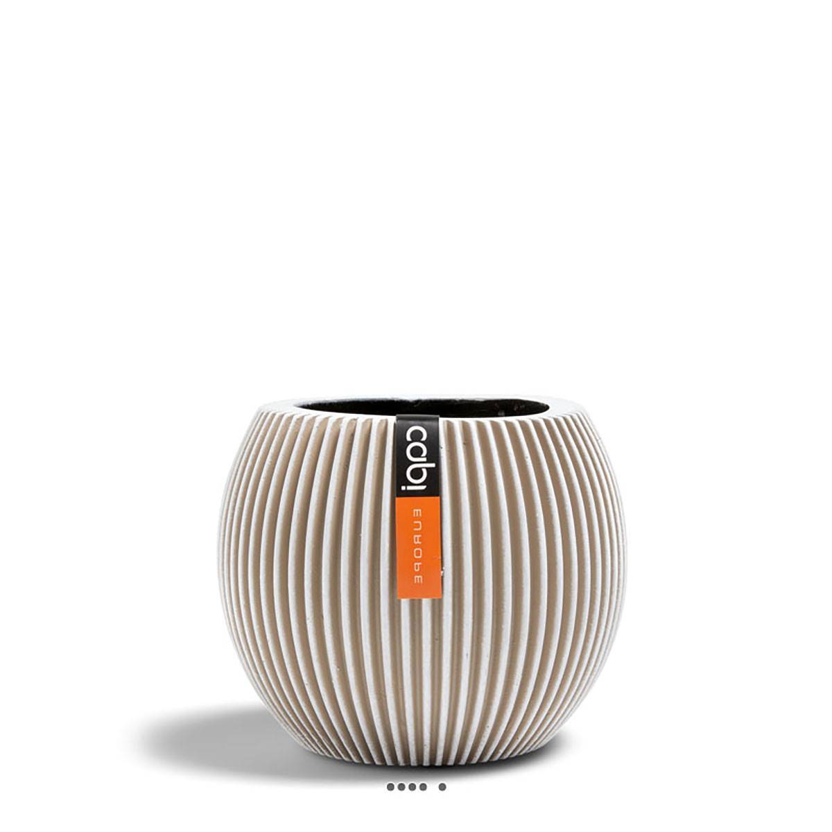 Artificielles - Vase Groove plastique forme boule H 15 x D 18cm Blanc - dimhaut: H 15 cm - couleur: Blanc neige - Image 1