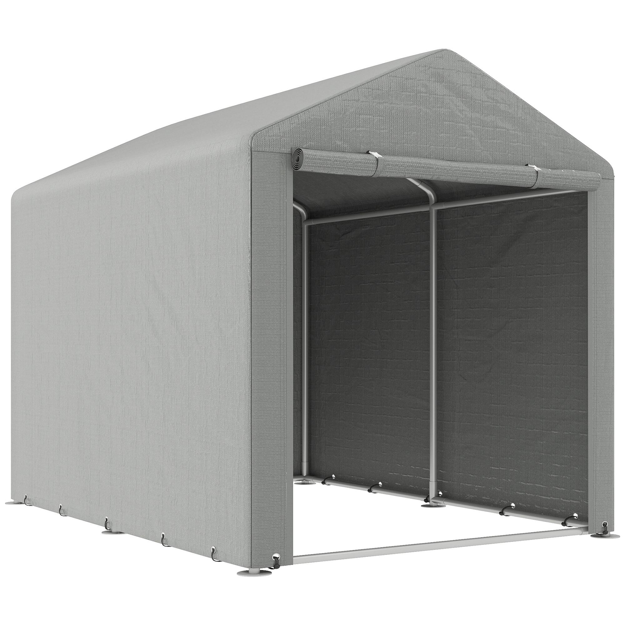 ComfortXL - Tente de stockage abri moto vélo toile imperméable porte zippée 218x160cm gris clair - ComfortXL Outdoor Living - Image 1
