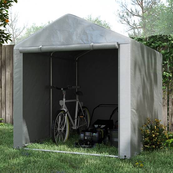 ComfortXL - Tente de stockage abri moto vélo toile imperméable porte zippée 218x160cm gris clair - ComfortXL Outdoor Living - Image 4