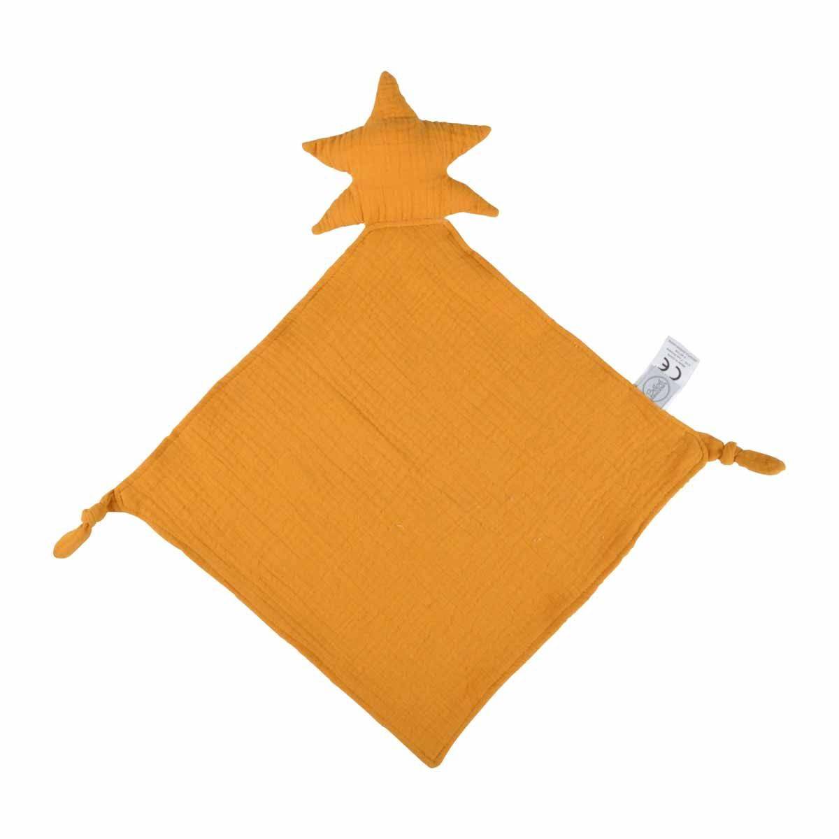 Doudou Mouchoir Bébé "Étoile" 46cm Moutarde - Image 1
