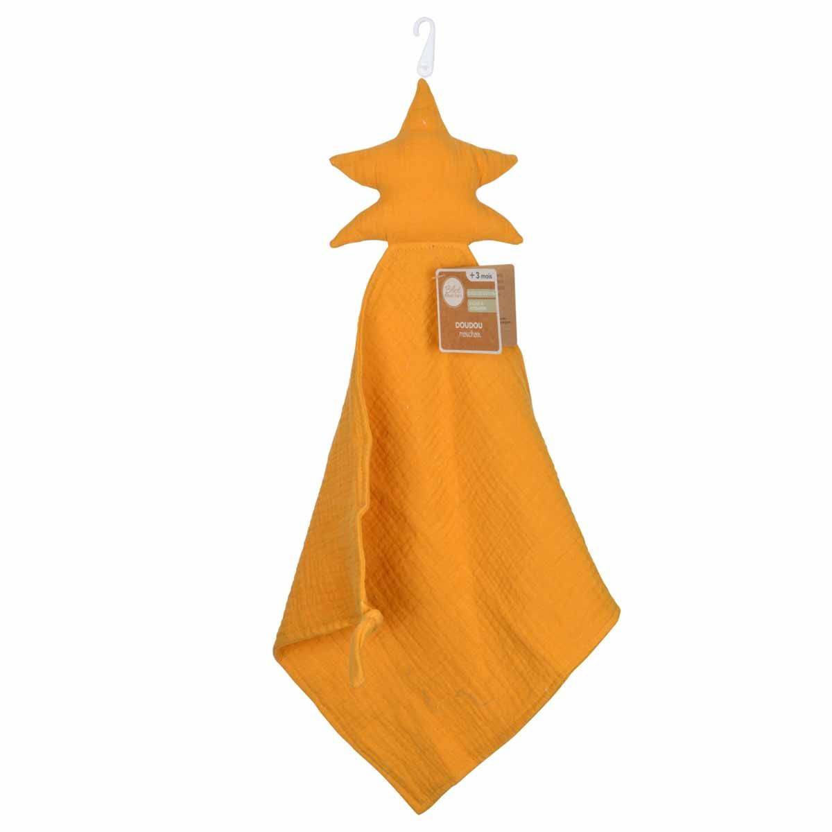 Doudou Mouchoir Bébé "Étoile" 46cm Moutarde - Image 4