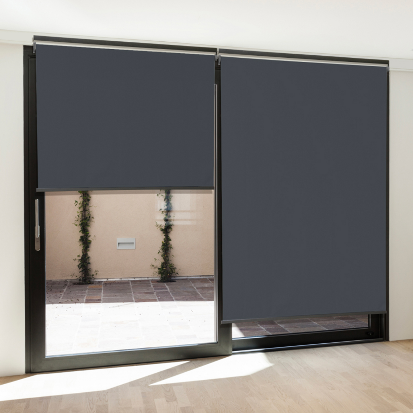 Lot de 2 stores enrouleurs L.124 x H. 225 CM pour pergola gris anthracite - Image 5