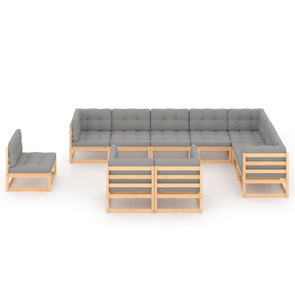 Helloshop26 - Salon de jardin meuble d'extérieur ensemble de mobilier 10 pièces avec coussins bois de pin massif - Image 2