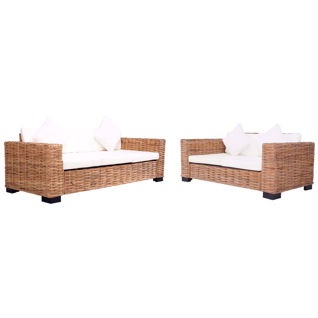 Vidaxl - Ensemble de canapés de jardin 2 pcs avec coussins Rotin naturel vidaXL 276283 - Image 1