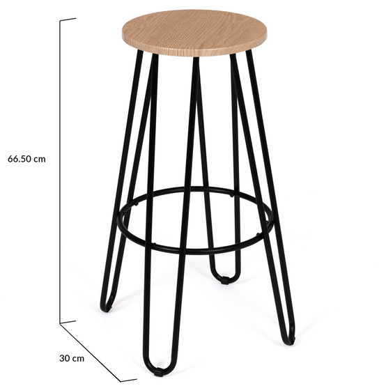 Lot de 2 tabourets de bar DUBLIN assise ronde design industriel - Image 4