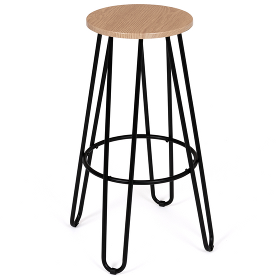 Lot de 2 tabourets de bar DUBLIN assise ronde design industriel - Image 3