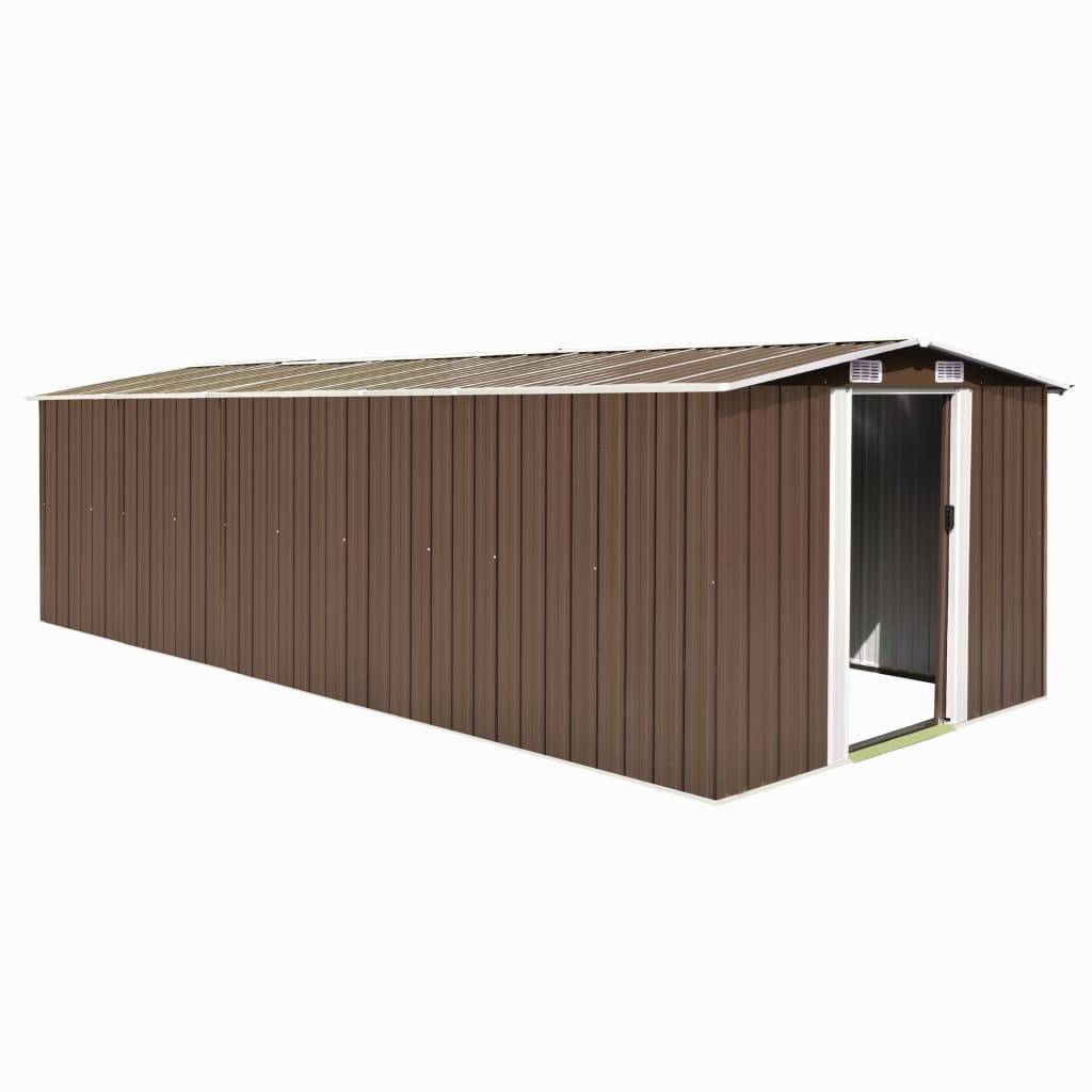Helloshop26 - Abri de jardin cabane cabanon maison de stockage remise extérieur hangar outils robuste 257 x 580 x 181 cm métal marron - Image 1
