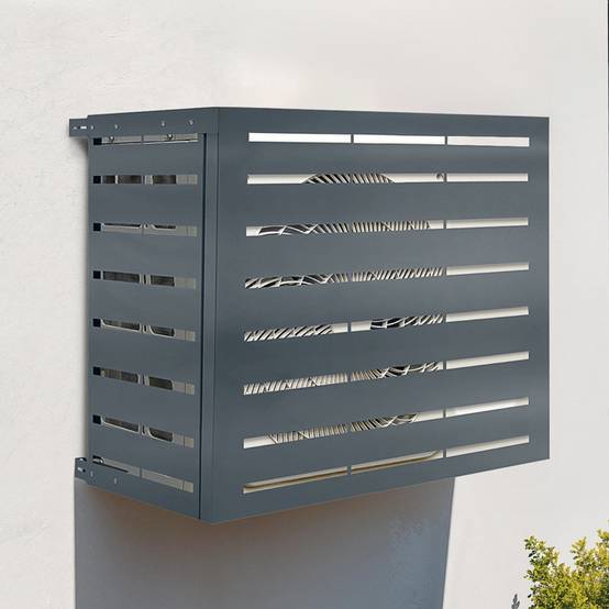 Cache climatiseur métal gris anthracite protection unité extérieur 95 x 48 x 80 cm - Image 1
