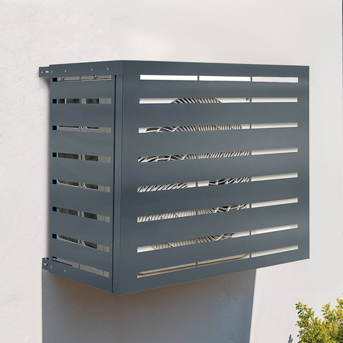 Cache climatiseur métal gris anthracite protection unité extérieur 95 x 48 x 80 cm - Image 1