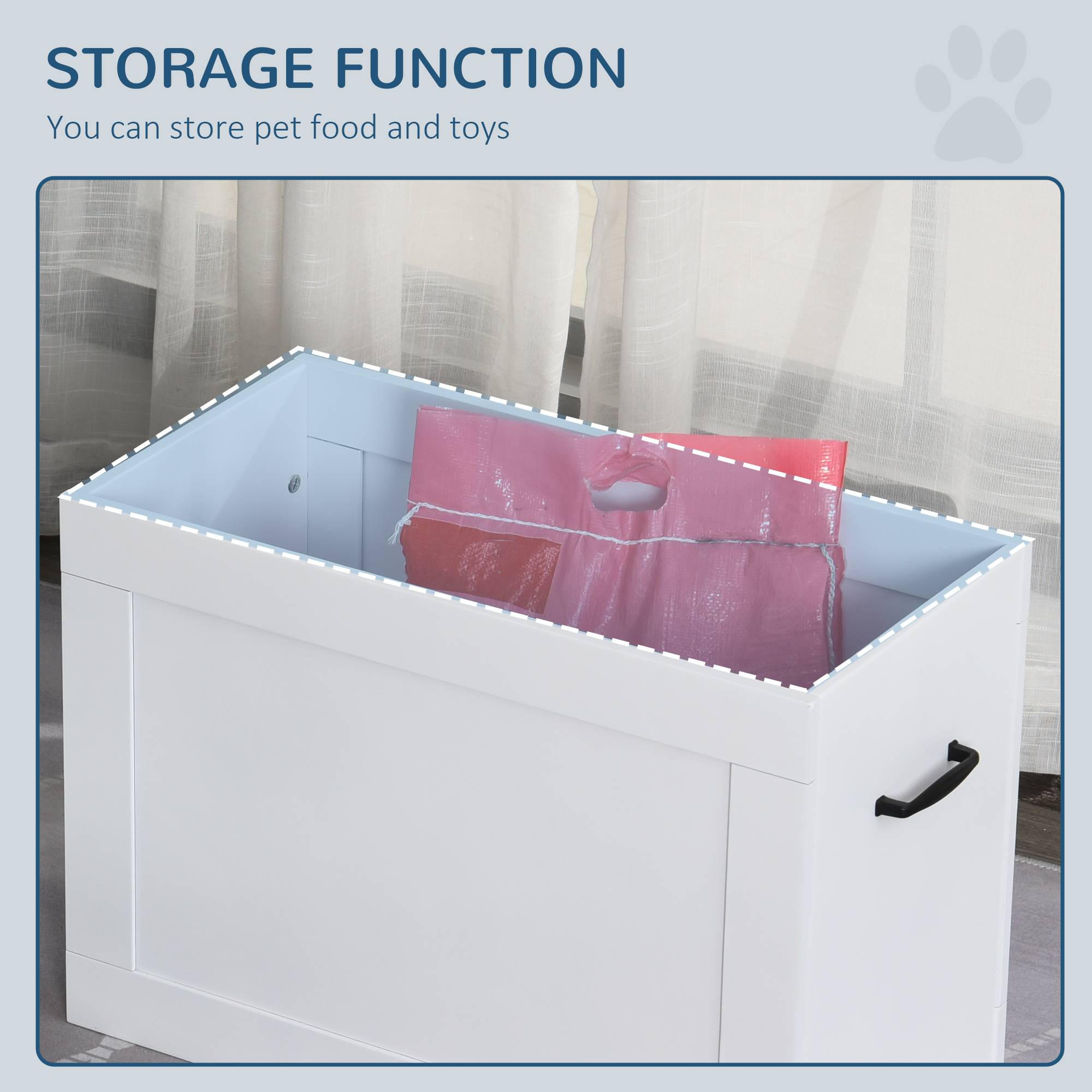 Station de repas surélevée MDF inox pour grands chiens avec rangement 60x30x41cm Blanc - ComfortXL Outdoor Living - Image 7