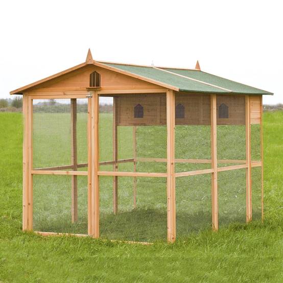 Pigeonnier bois 3 cases avec volière galvanisée – 130 x 160 cm - Image 1