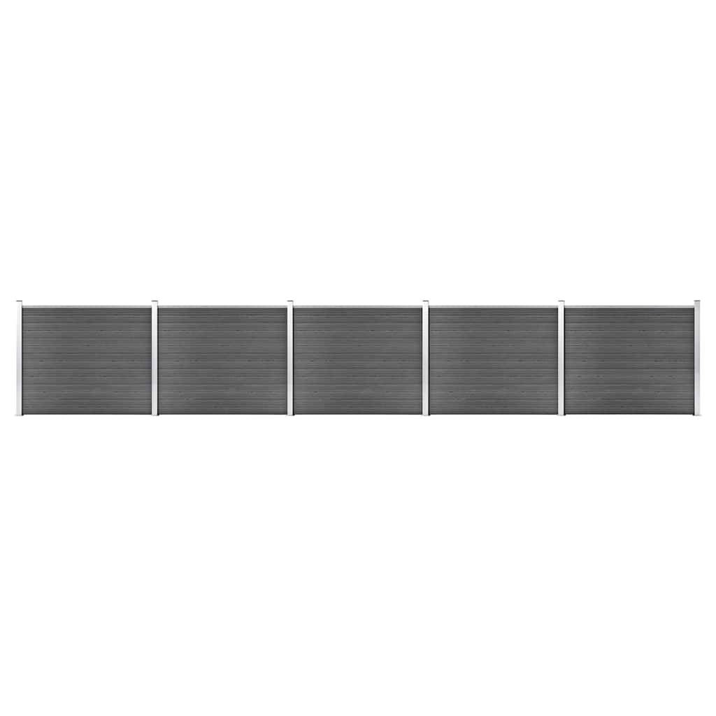 PANGIVO - Ensemble de panneau de clôture WPC noir 872 x 146 cm - PANGIVO - Image 1
