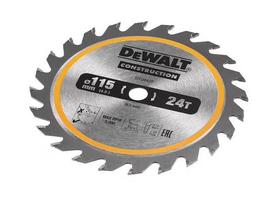 Lame de scie circulaire sans fil 24 dents 115x9,5mm - DEWALT - DT20420-QZ - Image 1