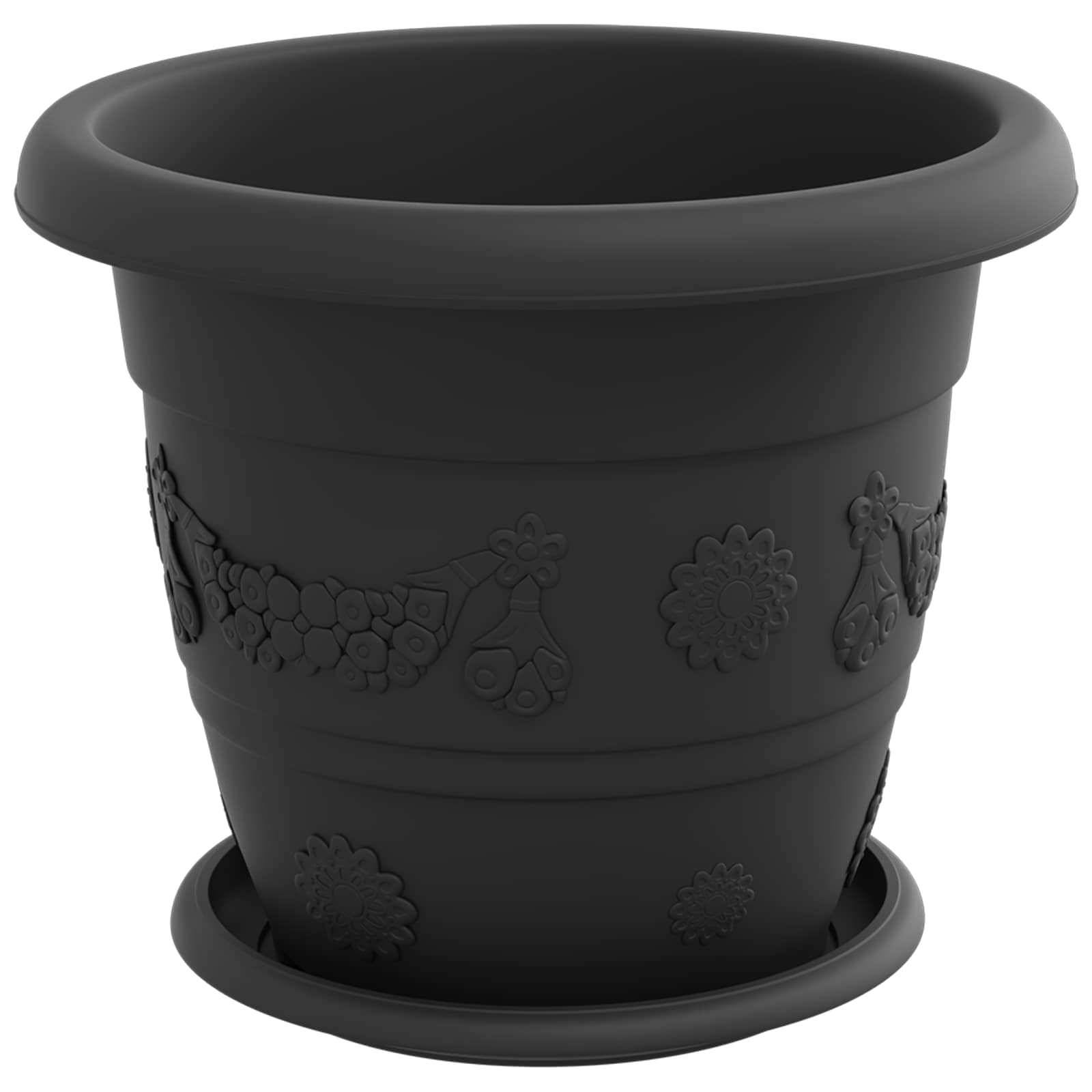 Pots de plantes en plastique noir Ø 26 x 26 x 21.5 cm (6 pièces) - PANGIVO - Image 5