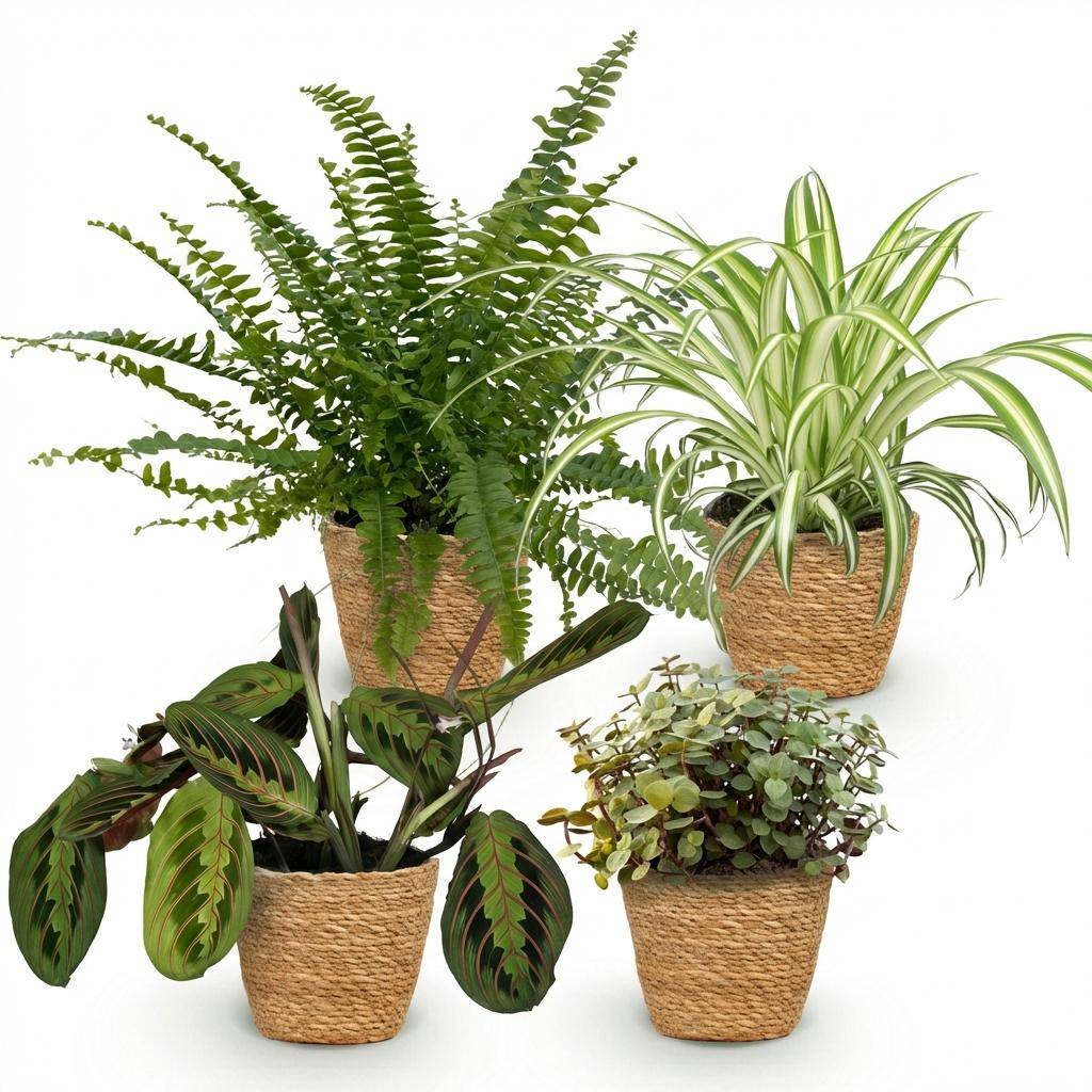 Chlorophytum - Maranta - Calissia - Nephrolepsis - Pet-friendly - Pot de 12cm - Hauteur 25cm - Panier - Plantes d'intérieur - Image 2