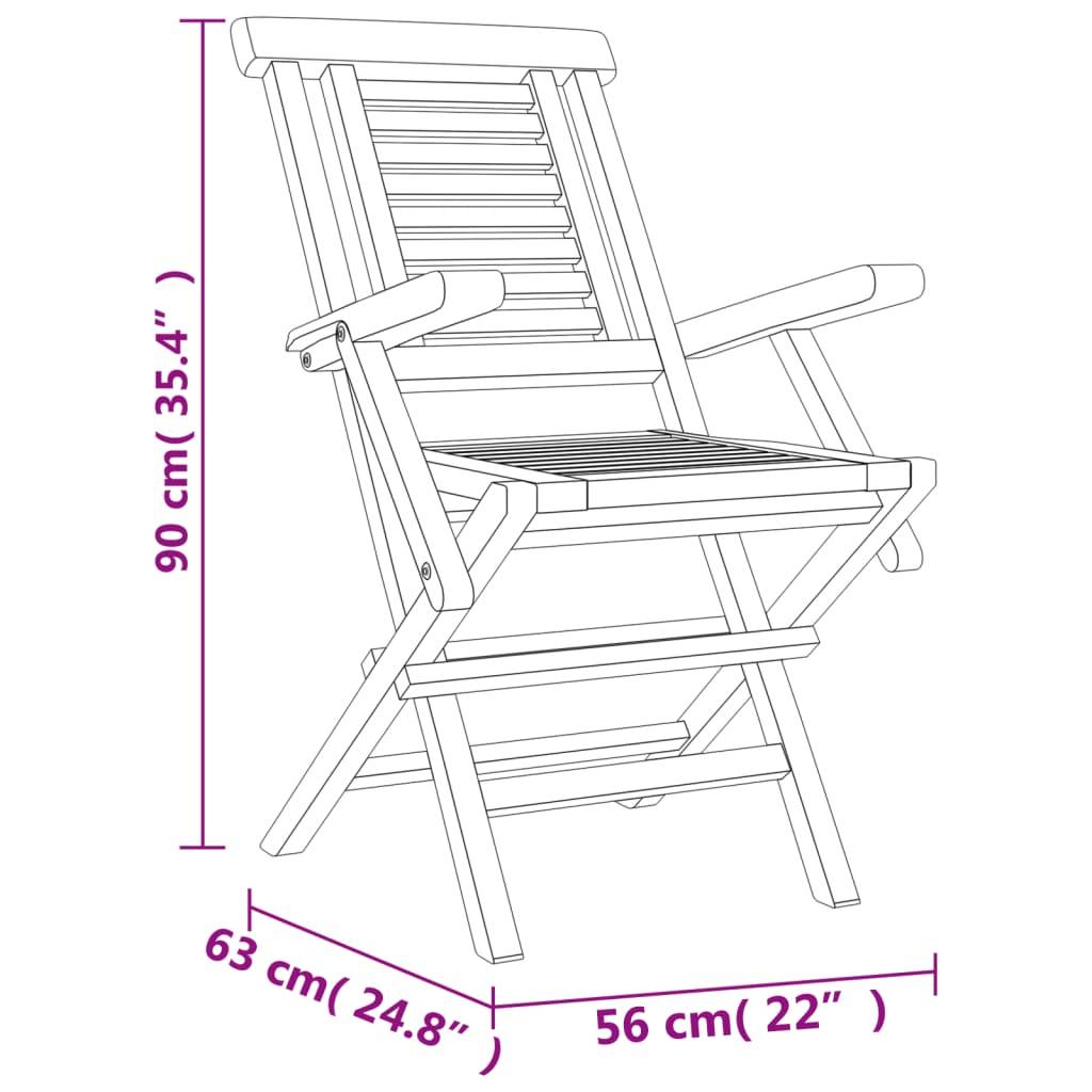 Ensemble de 5 pcs table de jardin avec chaises - mobilier de jardin Bois de teck massif - Image 9