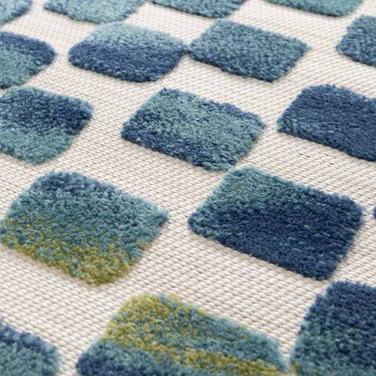 Decoweb - Tapis extérieur et intérieur motif géométrique - Idylle - Bleu et vert - 120 x 170 cm - Decoweb - Image 3