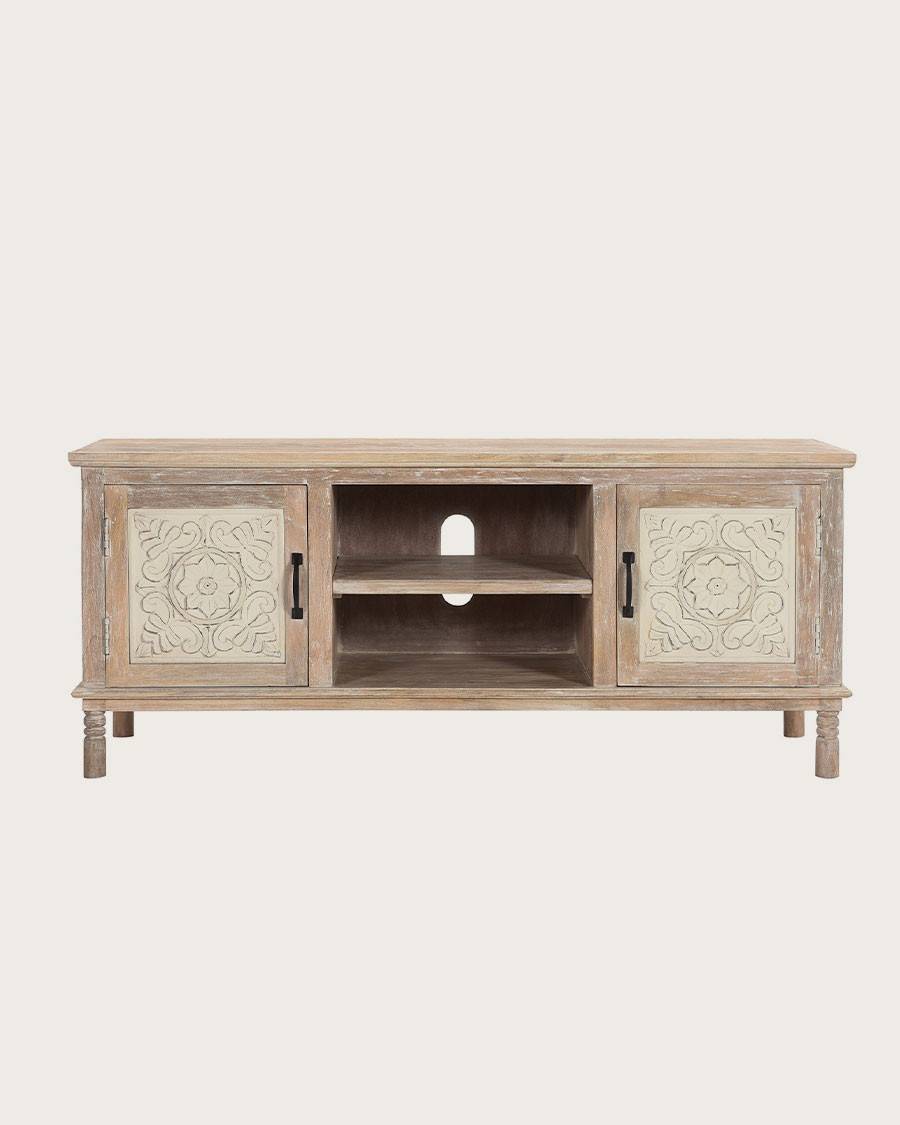 Mala - Meuble  en manguier massif sculpté 140 cm - UNIQKA - Image 1