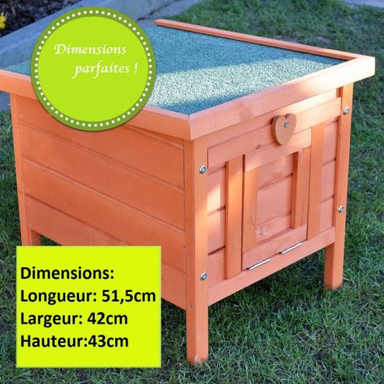Cage Clapier Enclos lapin Extérieur en Bois Haute Qualité pour lapins 51,5 x 42 x 43 cm « 083 Mini maison » - Image 2