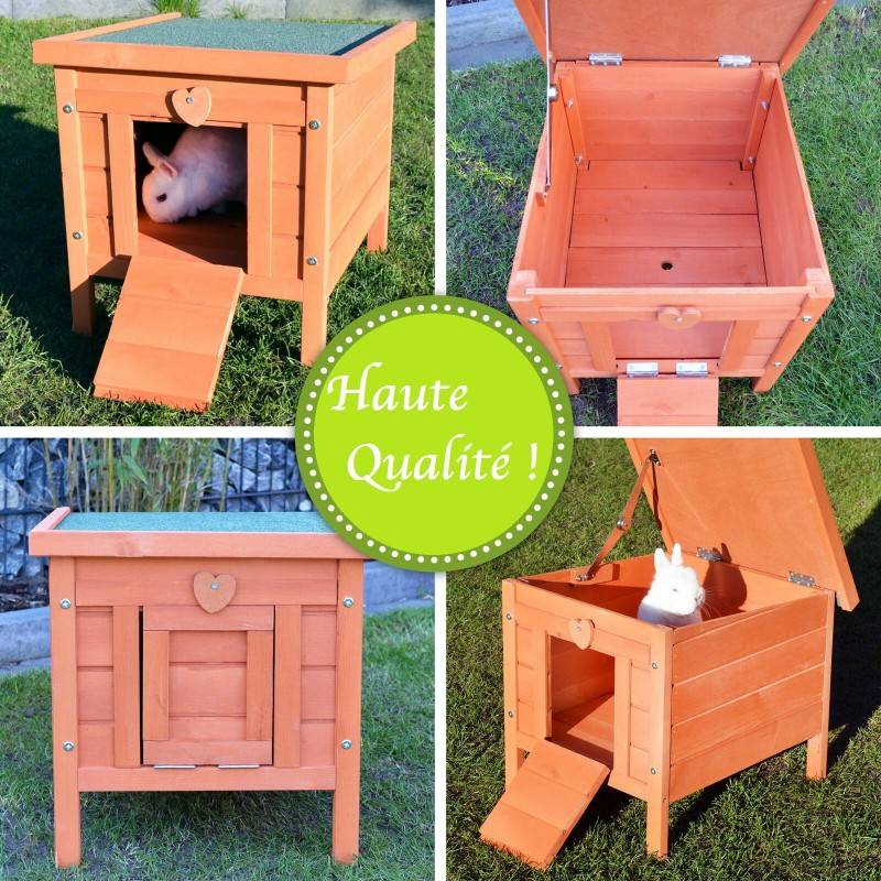 Cage Clapier Enclos lapin Extérieur en Bois Haute Qualité pour lapins 51,5 x 42 x 43 cm « 083 Mini maison » - Image 5