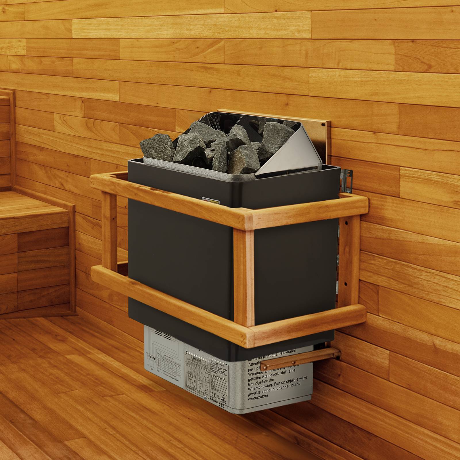 VEVOR Poêle de sauna électrique portable 6kW 400V 3N, minuterie 3h, contrôleur numérique, max 110°C, pour 5-9m³. - Image 8