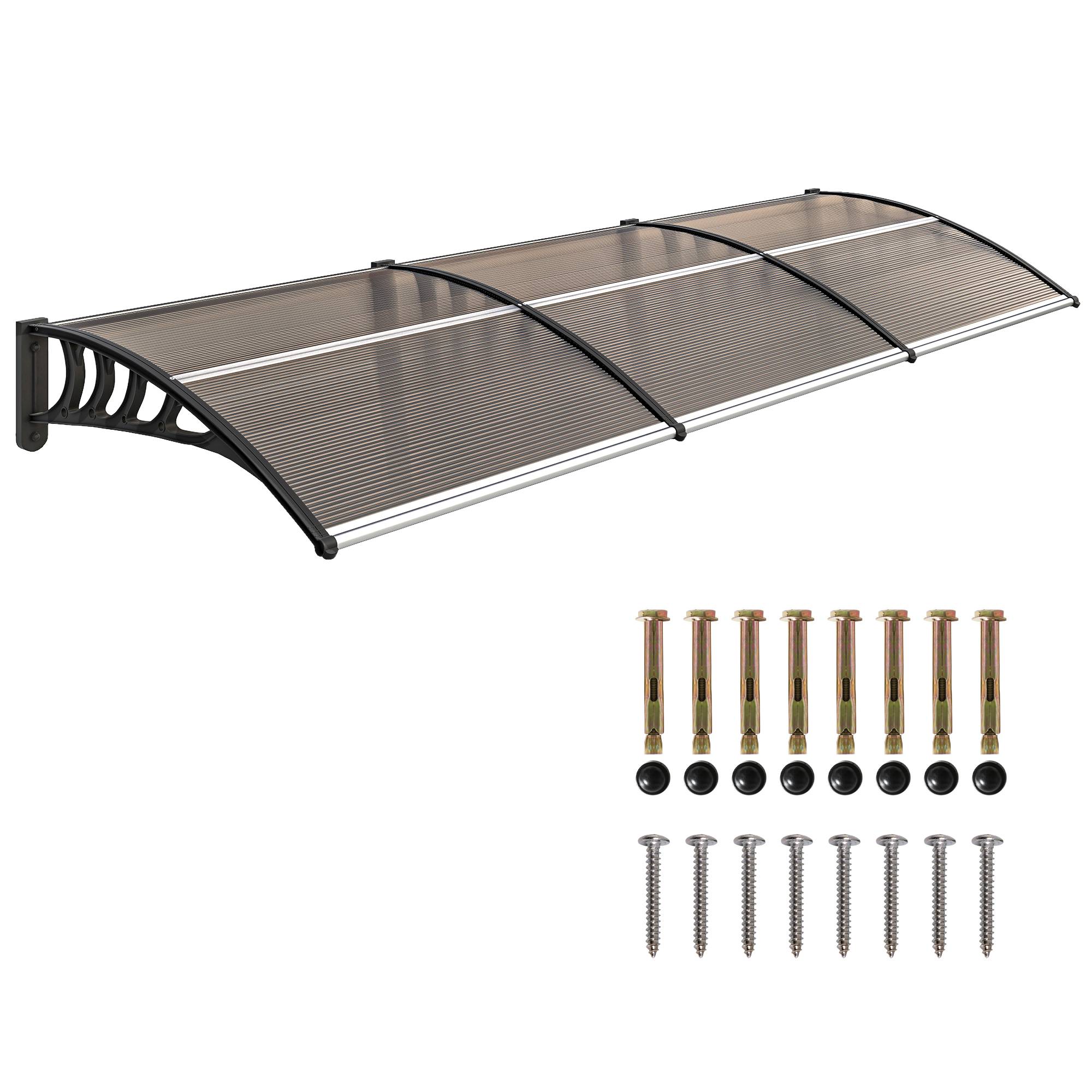 Store marron 303x96x27 cm en aluminium et polycarbonate PP pour portes et fenêtres, protection design sobre pour maison pratique et fonctionnel - Image 1