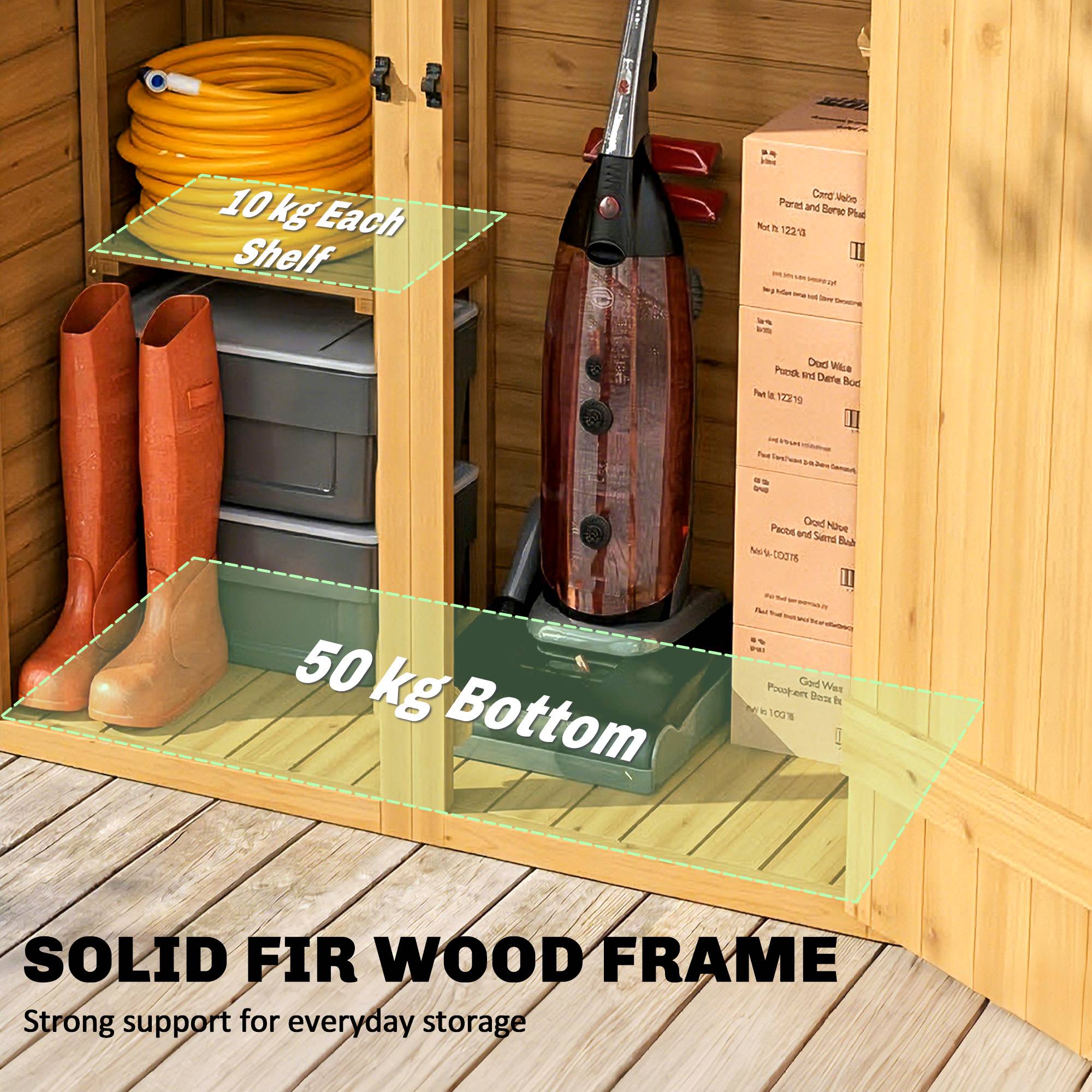 Abri bois marron, rangement outils avec 2 étagères - Image 7
