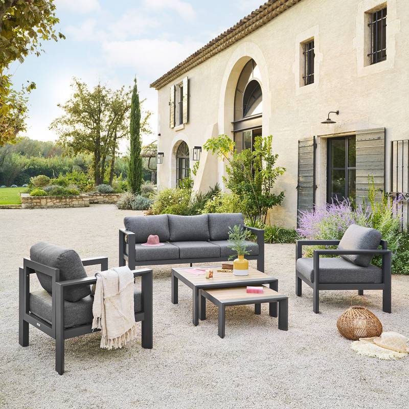 Hesperide - Fauteuil de salon de jardin "Évasion" graphite polyester et aluminium  Hespéride - Image 7
