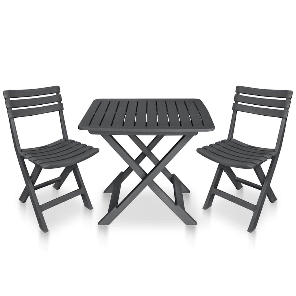 Vidaxl - Ensemble de bistro pliable 3 pcs-Salons de jardin Plastique Anthracite - Image 1