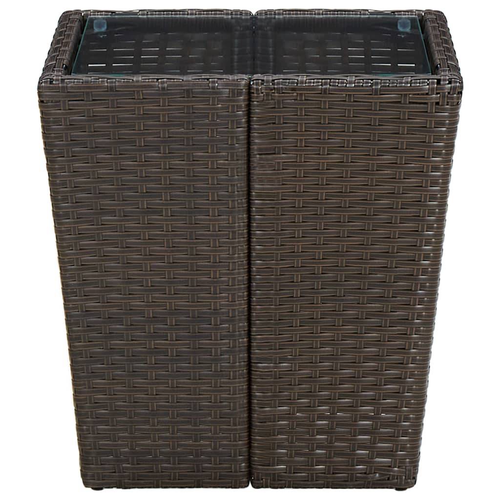 Petite Table d'Appoint de Jardin Carrée, Résine Tressée Marron et Plateau en Verre Trempé – ComfortXL Outdoor Living - Image 3