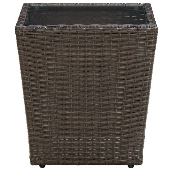Petite Table d'Appoint de Jardin Carrée, Résine Tressée Marron et Plateau en Verre Trempé – ComfortXL Outdoor Living - Image 2