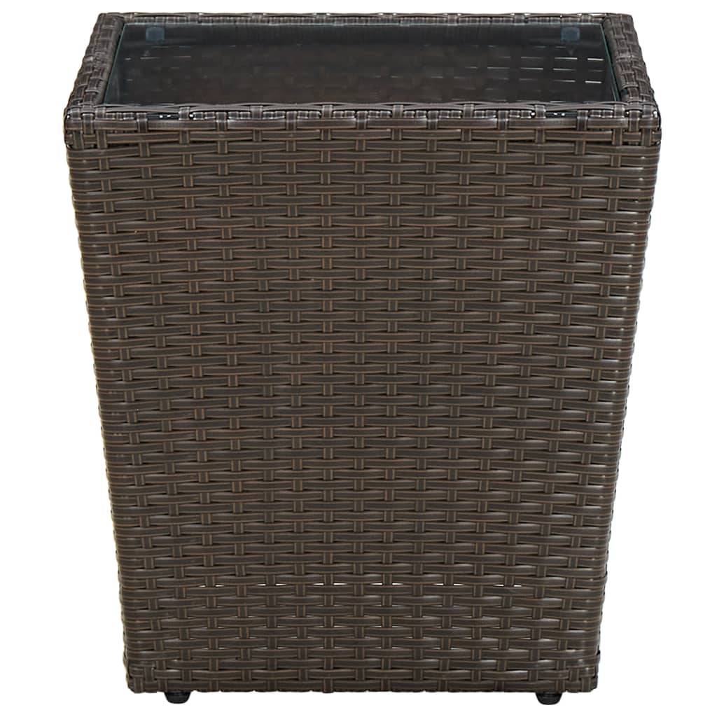 Petite Table d'Appoint de Jardin Carrée, Résine Tressée Marron et Plateau en Verre Trempé – ComfortXL Outdoor Living - Image 2