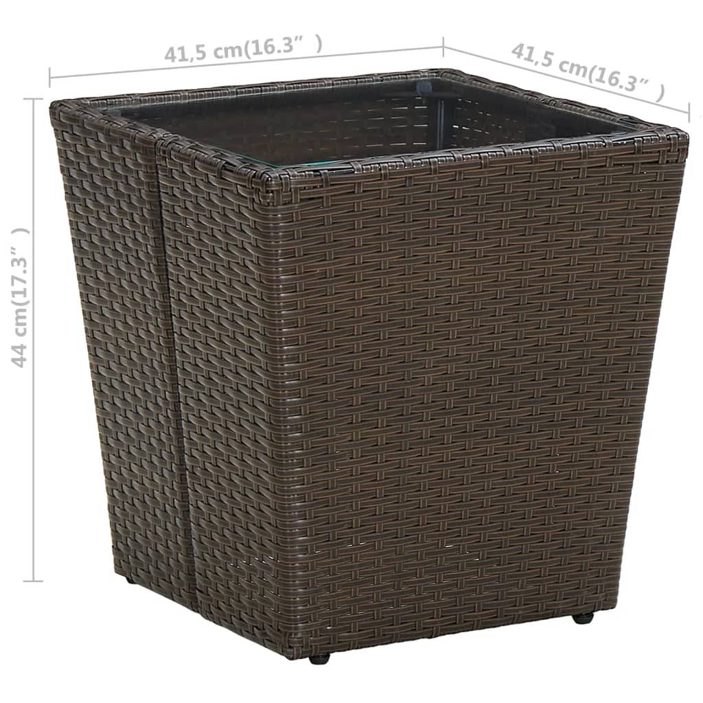 Petite Table d'Appoint de Jardin Carrée, Résine Tressée Marron et Plateau en Verre Trempé – ComfortXL Outdoor Living - Image 5