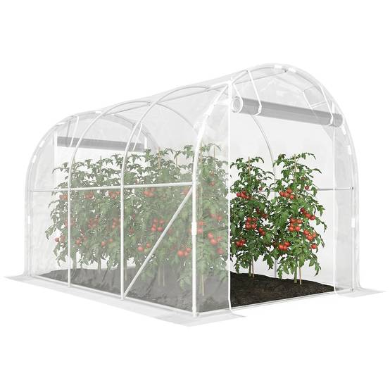 Serre tunnel de jardin 6m² serre de jardin tunnel 195x295x195cm cadre acier galvanisé, bâche PE 150g/m² transparent - Image 1