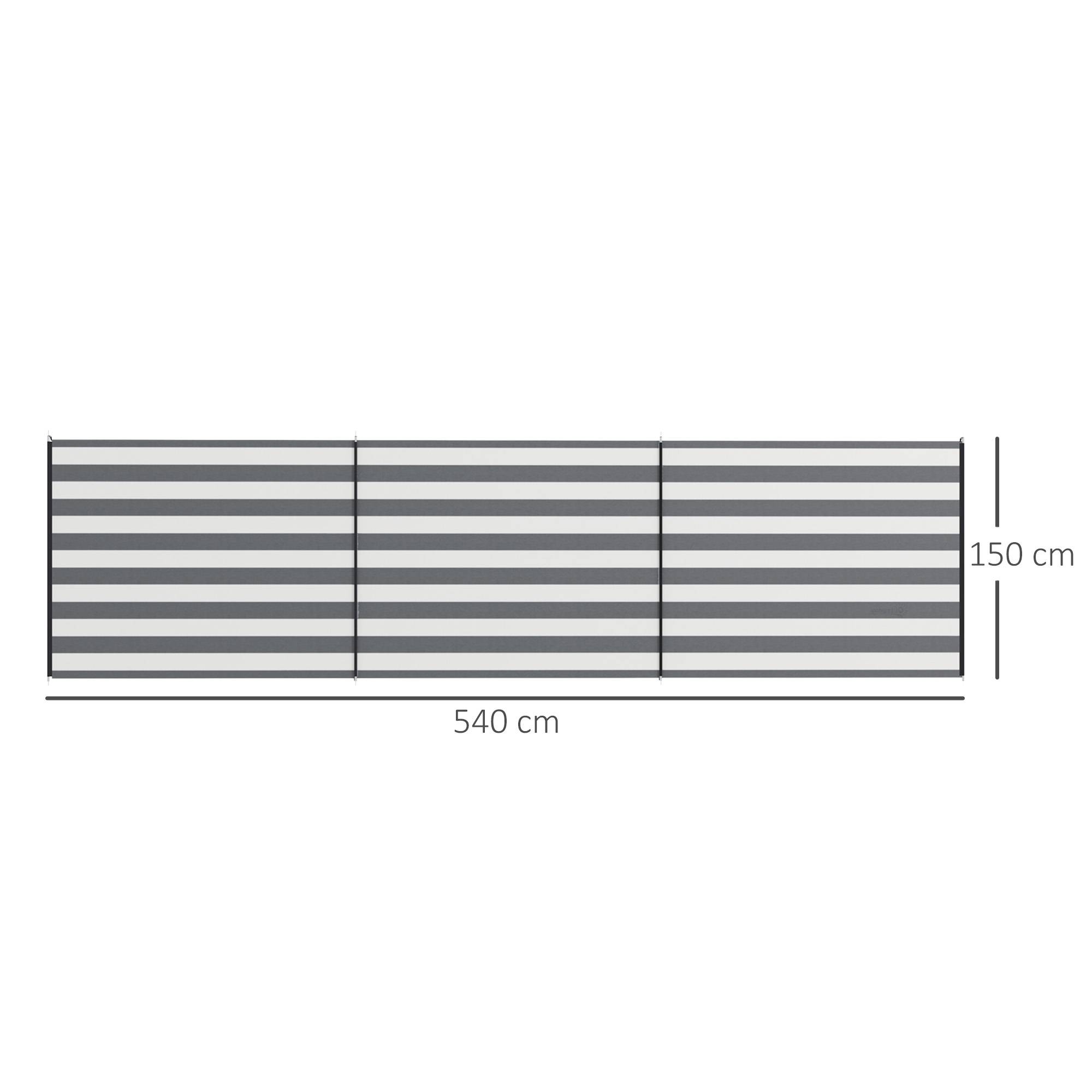 Paravent de camping polyester gris et blanc 540 x 150 cm - PANGIVO - Image 5