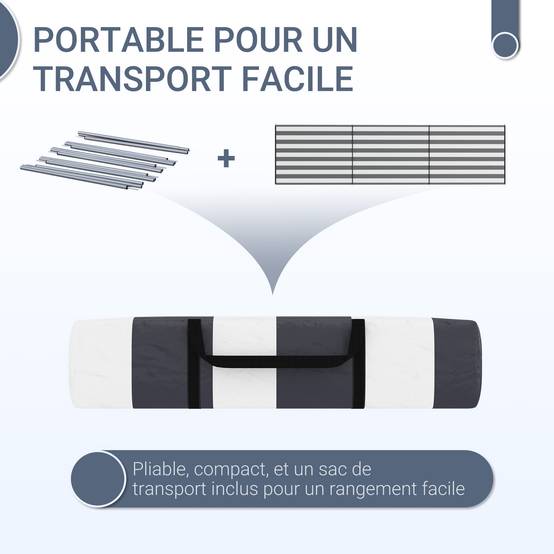 Paravent de camping polyester gris et blanc 540 x 150 cm - PANGIVO - Image 8
